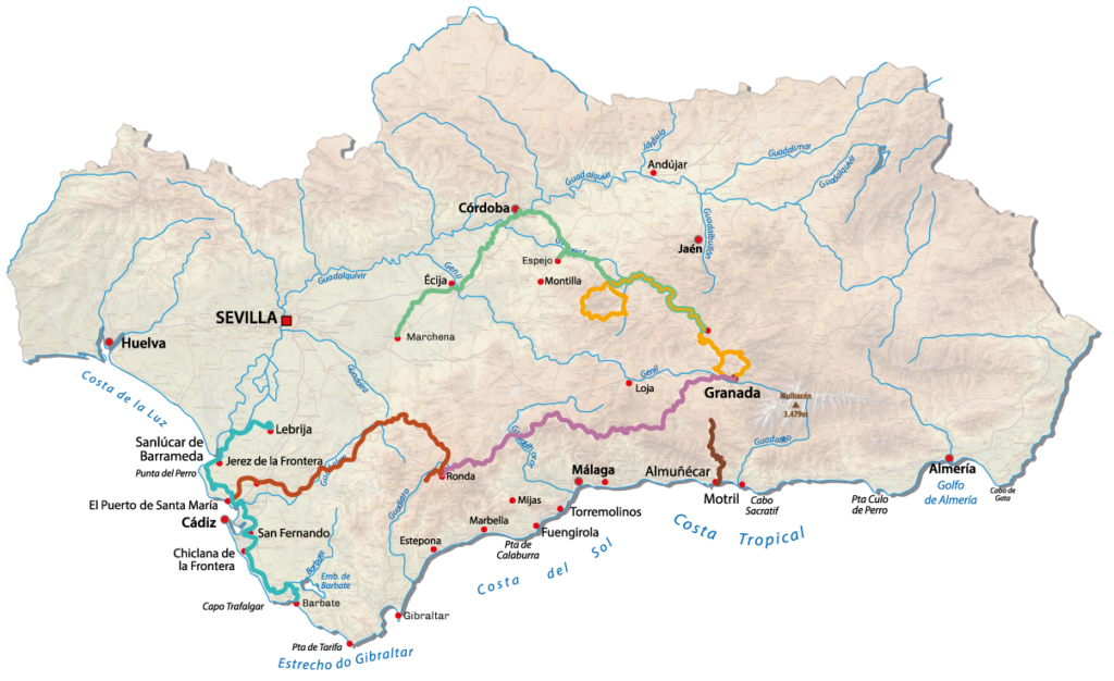 Map Andalusia Cycling Routes